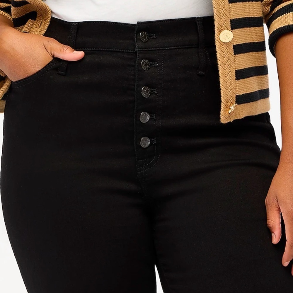 NWT J. Crew Black stovepipe straight leg jean stretch five button size 35 - Picture 2 of 13